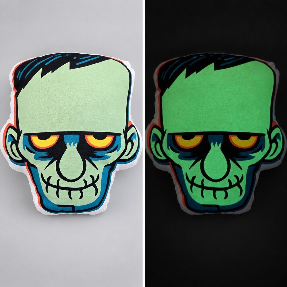 Hyde & Eek Frankenstein Glow in the Dark Shaped Throw Pillow Halloween Monster